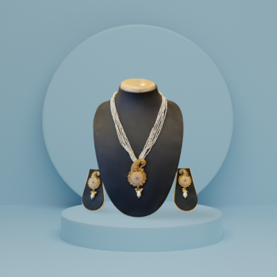 Panna Natural Stone Gold Plated Haar Set