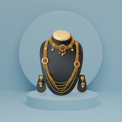 Gold-Plated Necklace Set with Earrings